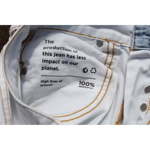 PacSun Women's Straight Jean 2 25 Blue White Leg High Rise Denim Wash - Picture 8 of 10